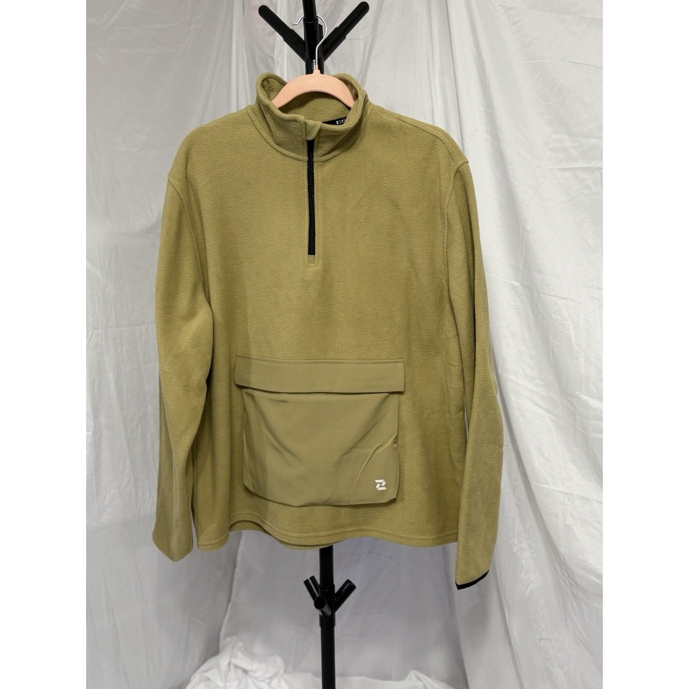 Zelos Quarter Zip Sweatshirt Mens Large Beige Fleece Front Pocket